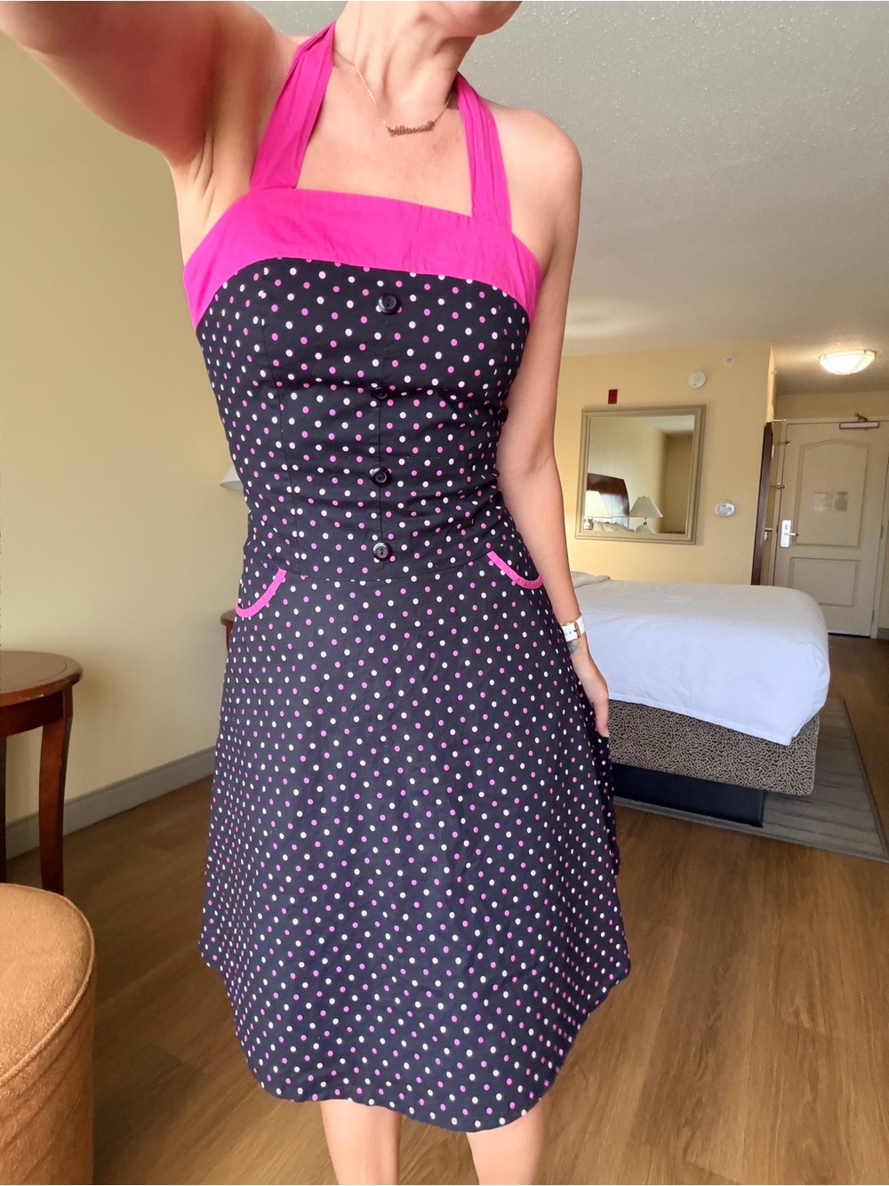 Polka dot 1950s style dress